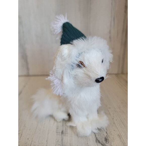 Bristle brush Arctic fox Green hat xmas home decor - Picture 2 of 7